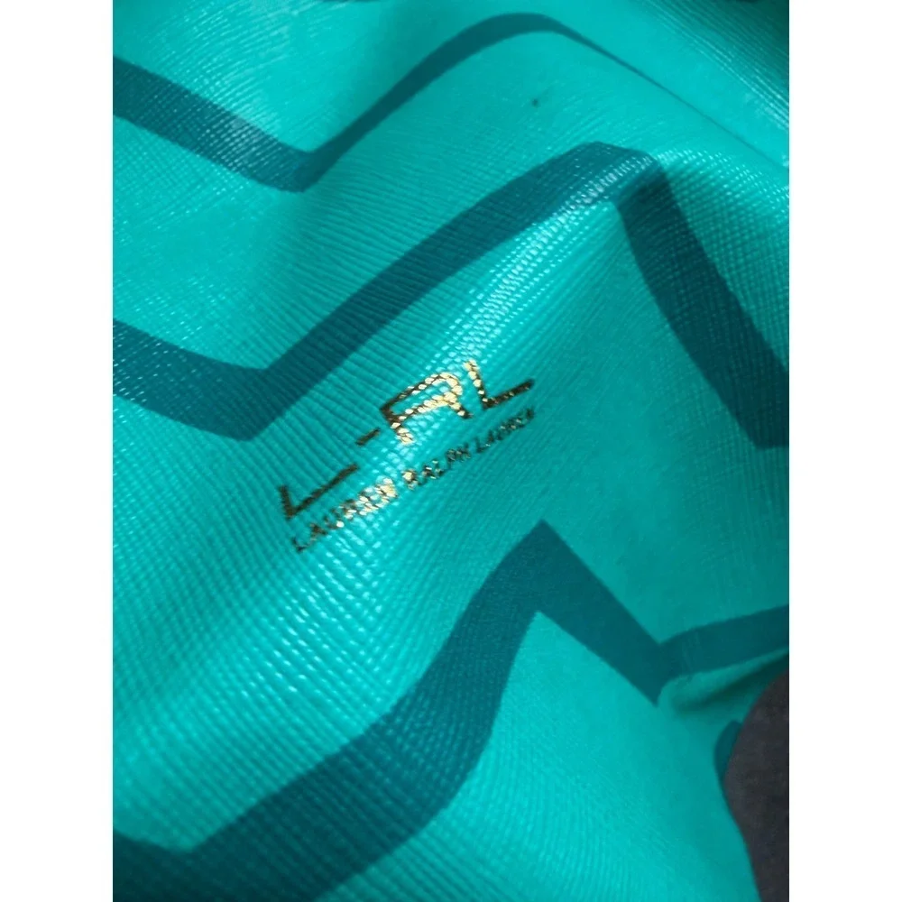 Lauren Ralph Lauren Blue Chevron Y2K Inspired Leather Tote Medium Size